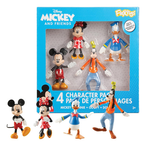 Flexfigs: Mickey Mouse Pack De 4 Caracteres Disney Articuló