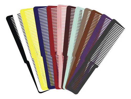 Kit de 12 Peines Wahl, Peines de Pelo de Dientes Finos, Peine de Peluquería Para Corte o Para Peinar, Set Multicolor