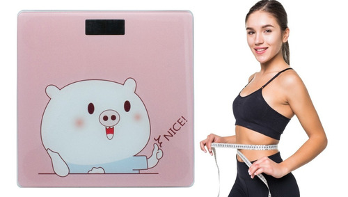 Báscula Digital Cerdito Cristal Templado Soporta Hasta 150kg