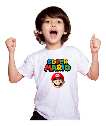 Playera Super Mario Videojuego Personalizada Niño Y Niña 