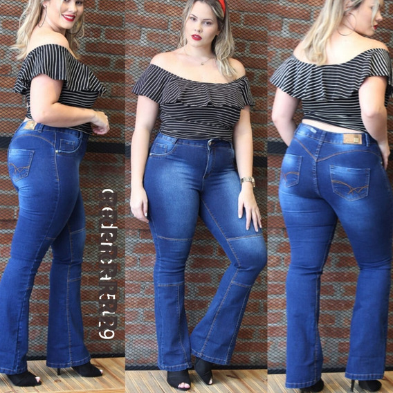 calça jeans flare plus size mercado livre