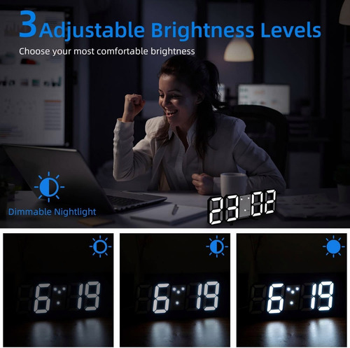Imagen 9 de 10 de Reloj Despertadores Digital Led 3d Luz Nocturna Electrónico