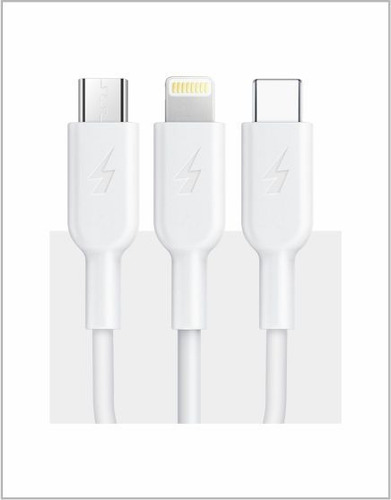 Cabo Carregador 3x1 Micro Usb Tipo C Android 4.2a Para Iphon Cor Branco