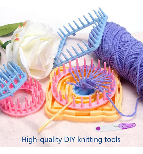 Telar Para Tejido En Forma De Flor Con Lana De Varios Colore