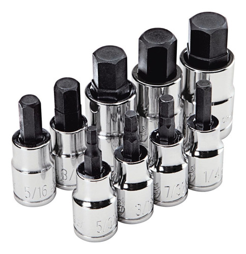 Juego Llaves De Vaso Hexagonales Métricas 3/8 Y 1/2 9pz