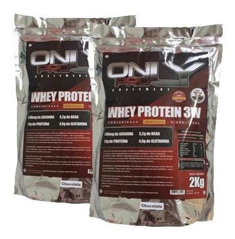 Kit 2 Pacotes Whey 3w Only Pro Capuccino - 4 Kilos