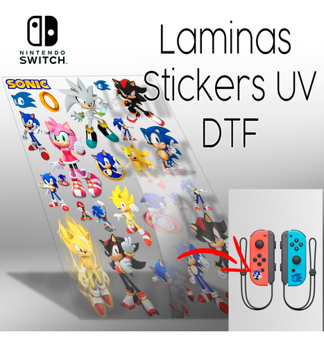 Stickers Uv Dtf Sonic Para Wii, Nintendi, Switch