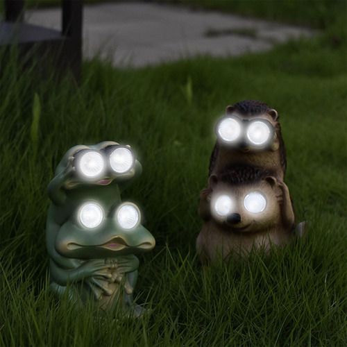 Figurita De Animales De Resina, Luces Led, Rana 9x9x17cm