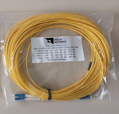 Fibras Ópticas: Patchcord Dx- Sm G652, Lc Upc- Lc Upc 15m