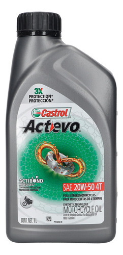 Aceite Para Motos 4 T Castrol Actevo Semi-sintético 20w50 1l