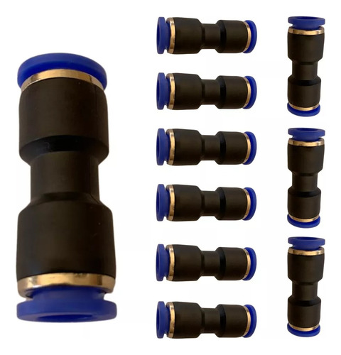 União Emenda Reta Pu 6mm Pneumática Engate Rápido 10 Peças