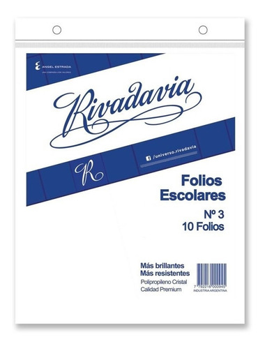 Folio Escolar Nº3 Rivadavia X10 Folios