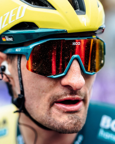 Lentes De Ciclismo Koo Demos Bora Hansgrohe Metallic Verde/rojo Claro