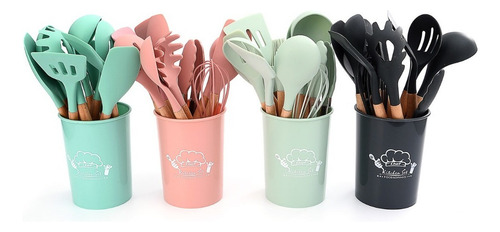 Utensilios De Cocina De Silicona Antiadherente 11 Piezas Color Gris Oxford