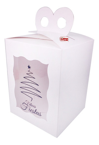 Caja Pan Dulce 1 Kg Visor Árbol Navidad 15x19 Cm -cc