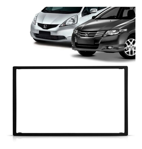 Moldura Painel Som Dvd 2 Din Honda Fit 2005 2006 Preta