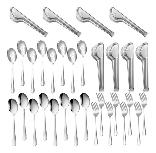 Sabary 32 Pcs Buffet Party Acero Inoxidable Servicio Utensil