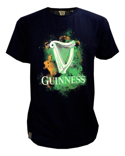 Polera Negra De Algodón Premium Harp Guinness Splash Para 