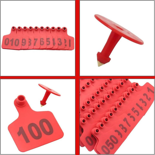 001-100 Aretes Para Cerdo Ganado Numeros Láser Con Pinza