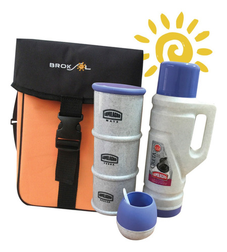 Kit Bolso Matero + Termo 1lt + Yerbera Y Azucarera Brogas