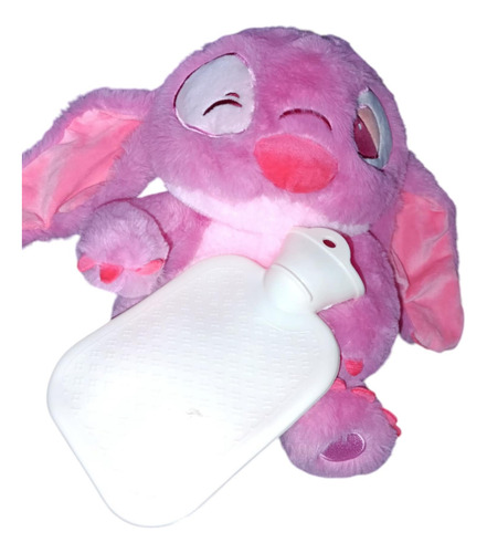 Peluche Stitch + Bolsa De Agua Caliente Para Aliviar Colicos Rosa Chicle