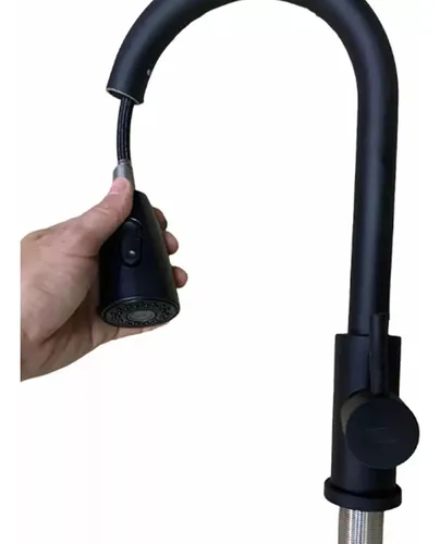 Canilla Monocomando Palito Mesada Extensible Negro Mate Wico