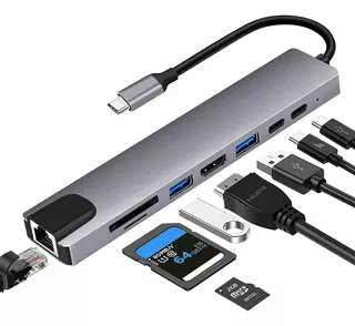 Adaptador Hub Usb Tipo C 8 En 1 Ethernet A Hdmi Satechi