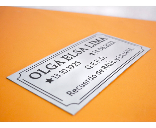 Placa Recordatoria Para Cementerio, Lapidas, 20x10 Aluminio.