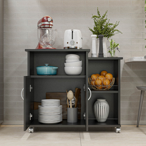 Armário De Cozinha Balcão Fruteira Suporte Microondas Com Rodizios Compacto 2 Portas Multiuso Móveis Bonatto