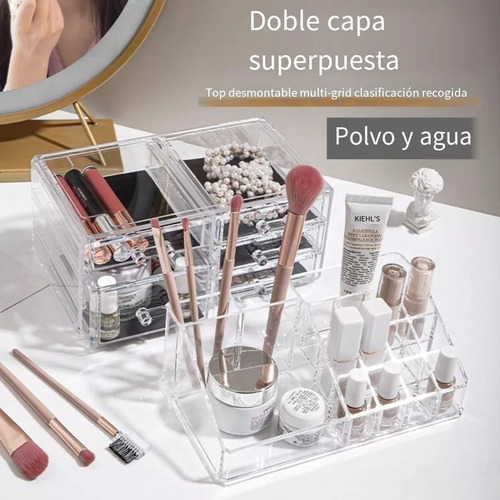 Organizador De Maquillaje Acrílico Multifunción Con Cajón K2 Blanco