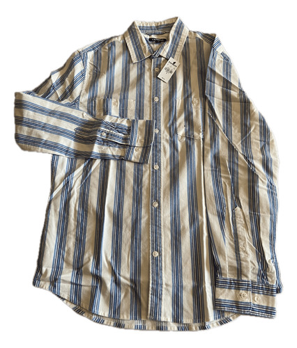 Camisa Express Manga Larga Talla Chica Rayas Azul Blanco