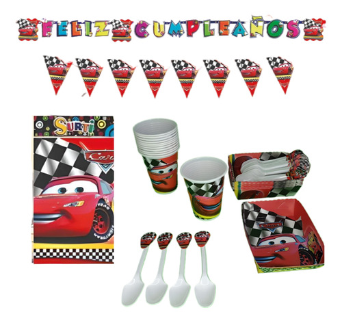 Kit Decoracion Completo Vasos+platos Cars 24niños