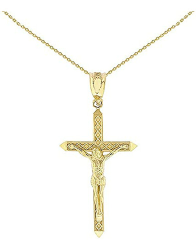 Colgante Cruz Crucifijo Cristo Oro 14k - Rolo O Charm