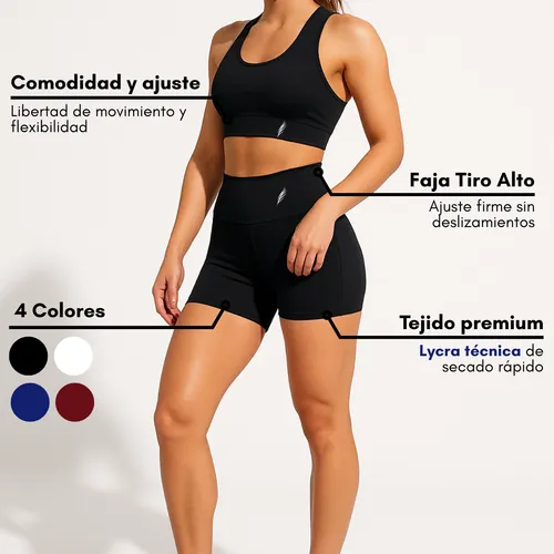 Conjunto Deportivo Short Y Top Lycra Lisa Colores Running Envío