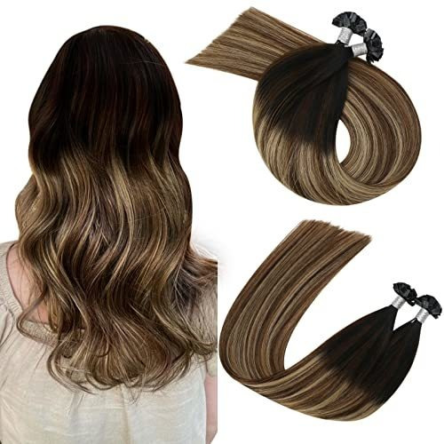 Ugeat Balayage Plana Punta Pelo Extensiones Naturales 677wg