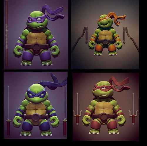 Ninja Turtles Tmnt Set X 4 Archivo Stl Impresion 3d 