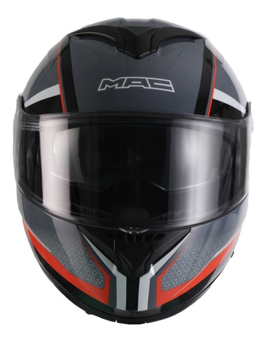 Casco Rebatible Mac 908 Stroke Negro Gris Rojo Talle M