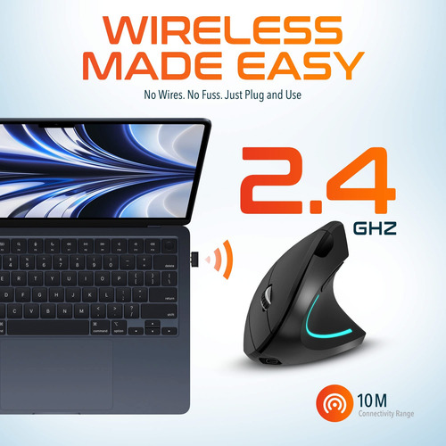 2.4g Ratón Vertical Inalámbrico Ergonómico Esport Recargable