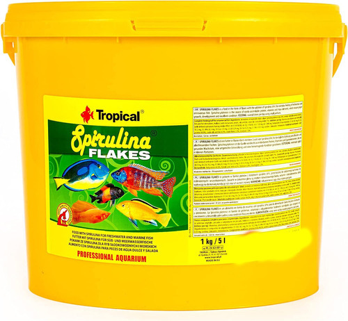 Alimento Tropical Spirulina Flakes Escamas 1kg Vegetal