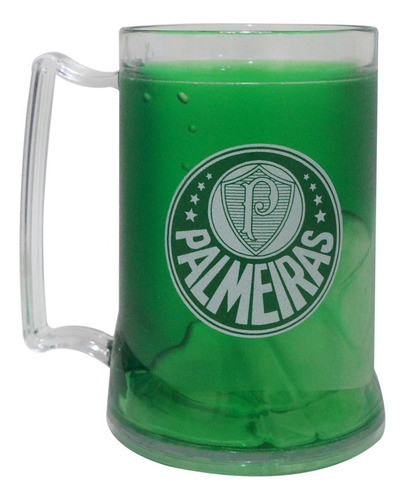 Caneca Com Gel Térmico Escudo S.e Palmeiras Verdão 400ml Cor Verde