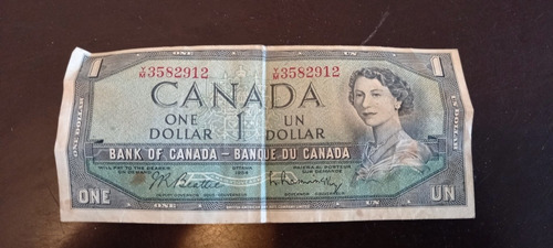 Billete 1 Dólar Canadá De 1954