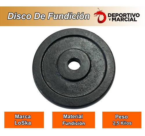 Imagen 2 de 9 de Disco Fundicion De 2,5 Kg Pesa Metal Para Barra O Mancuerna