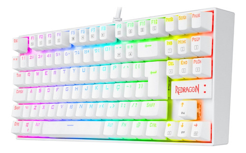 Teclado Magnético Gamer Kumara Pro Rgb Abnt2 Redragon Branco Português Brasil