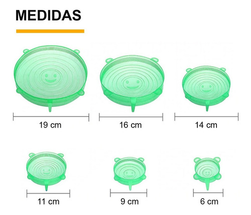 Tapas Elásticas De Silicona, 6 Piezas