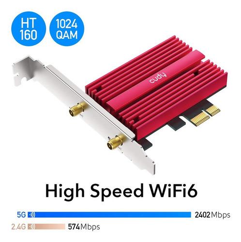 Tarjeta Wifi 6e Cudy We4000 Pci-e Ax5400 + Bluetooth 5.2 Kt