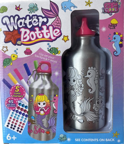 Botella Para Decorar 500ml - 5 Marcadores - 45 Sticker 