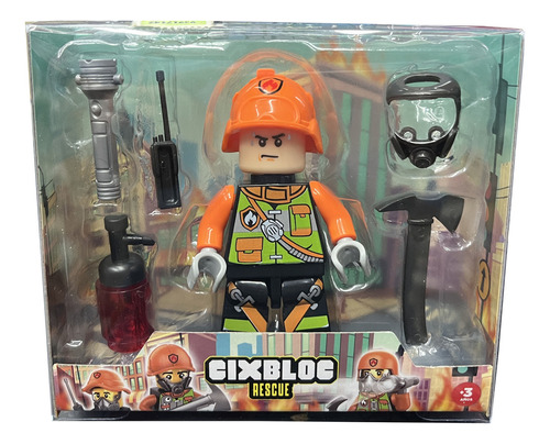  Muñeco Cixbloc Bombero Figura Con Acc Cod Ik0567 Loonytoys