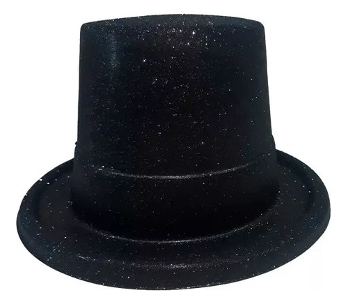 15 Copa Desechable Negro Diamantina Sombrero Mago Glitter 1l