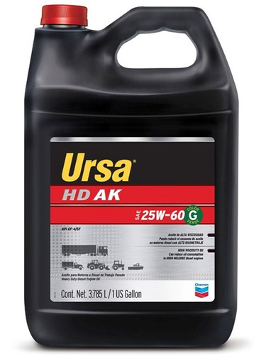 Aceite Ursa Hd Ak 25w60 Motores Con Alto Kilometraje 3,8 Lt