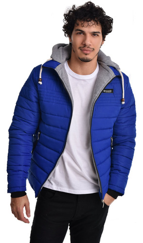 Campera Inflable Hombre Capucha Desmontable Con Polar Abrigo